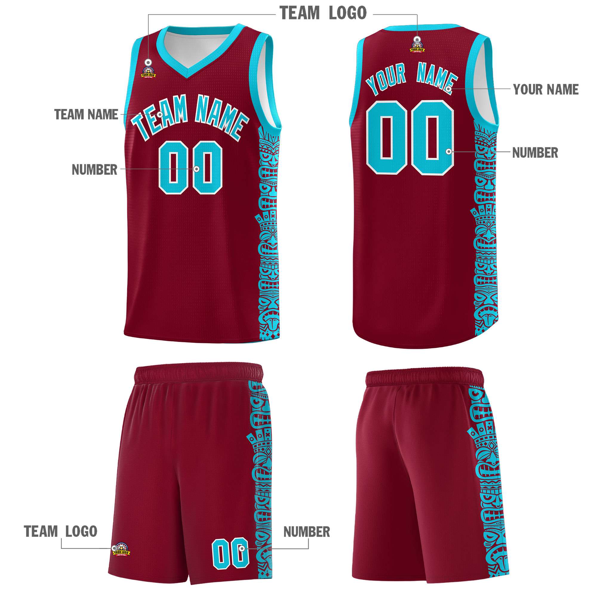 Custom Crimson Sky Blue Personalized Indians Pattern Sets Sports Uniform Basketball Jersey