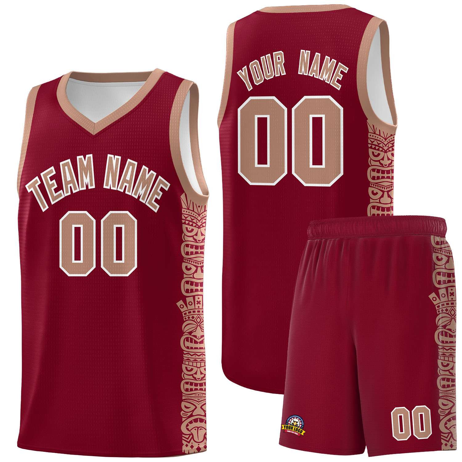 Custom Crimson Teabrown Personalized Indians Pattern Sets Sports Uniform Basketball Jersey