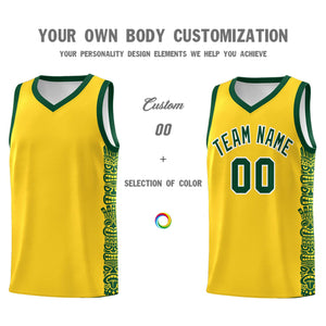 Custom Gold Gold Personalized Indians Pattern Sets Sports Uniform Basketball Jersey