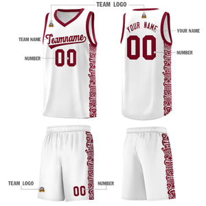 Custom White Crimson Personalized Indians Pattern Sets Sports Uniform Basketball Jersey