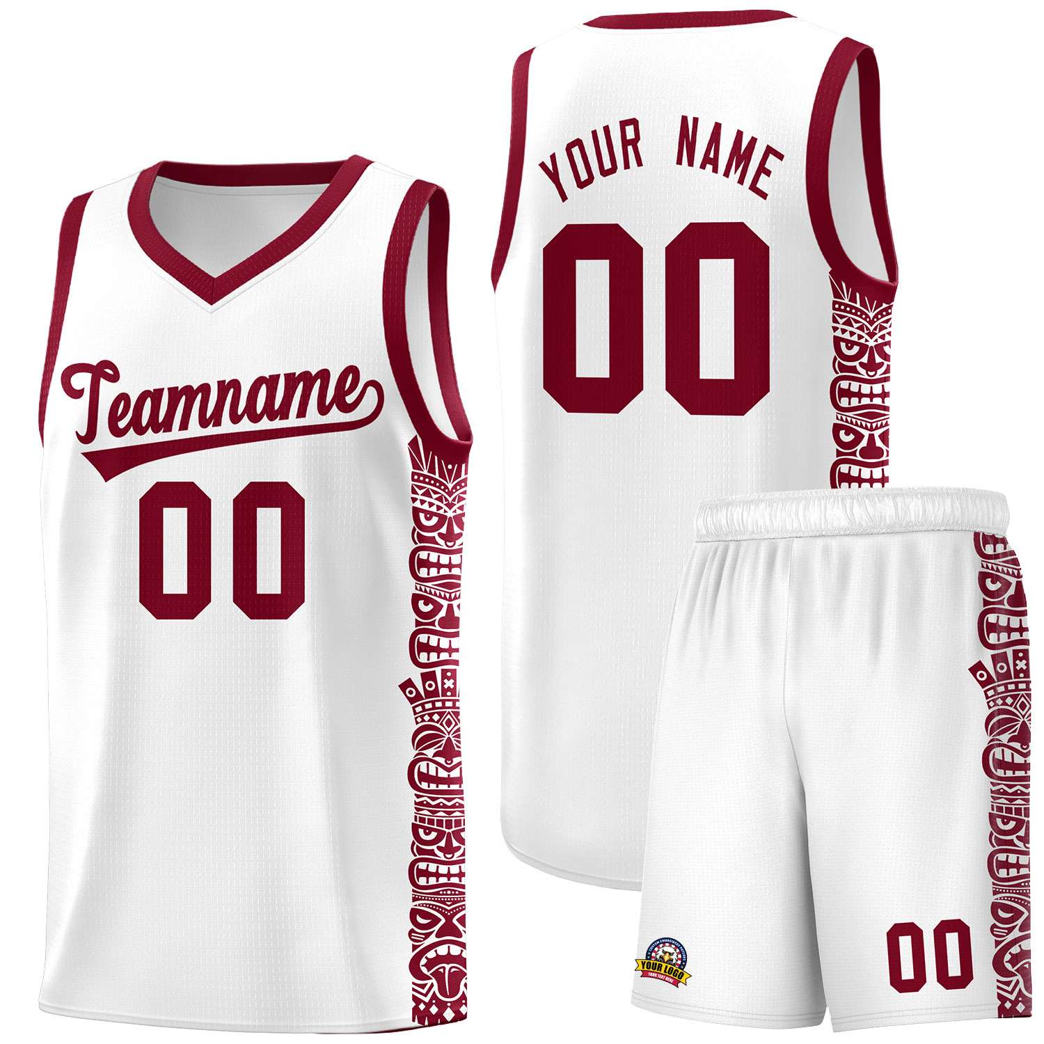 Custom White Crimson Personalized Indians Pattern Sets Sports Uniform Basketball Jersey