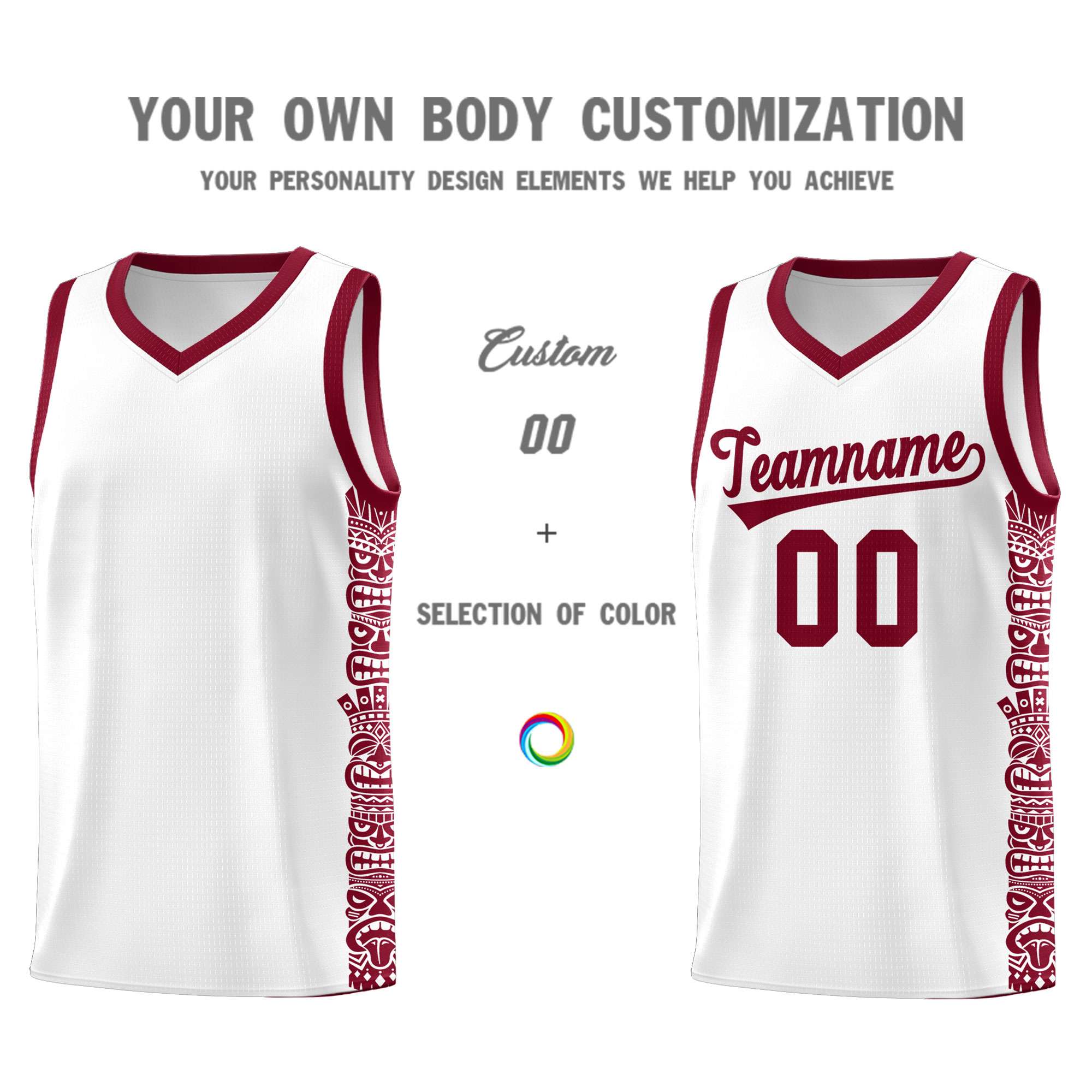 Custom White Crimson Personalized Indians Pattern Sets Sports Uniform Basketball Jersey