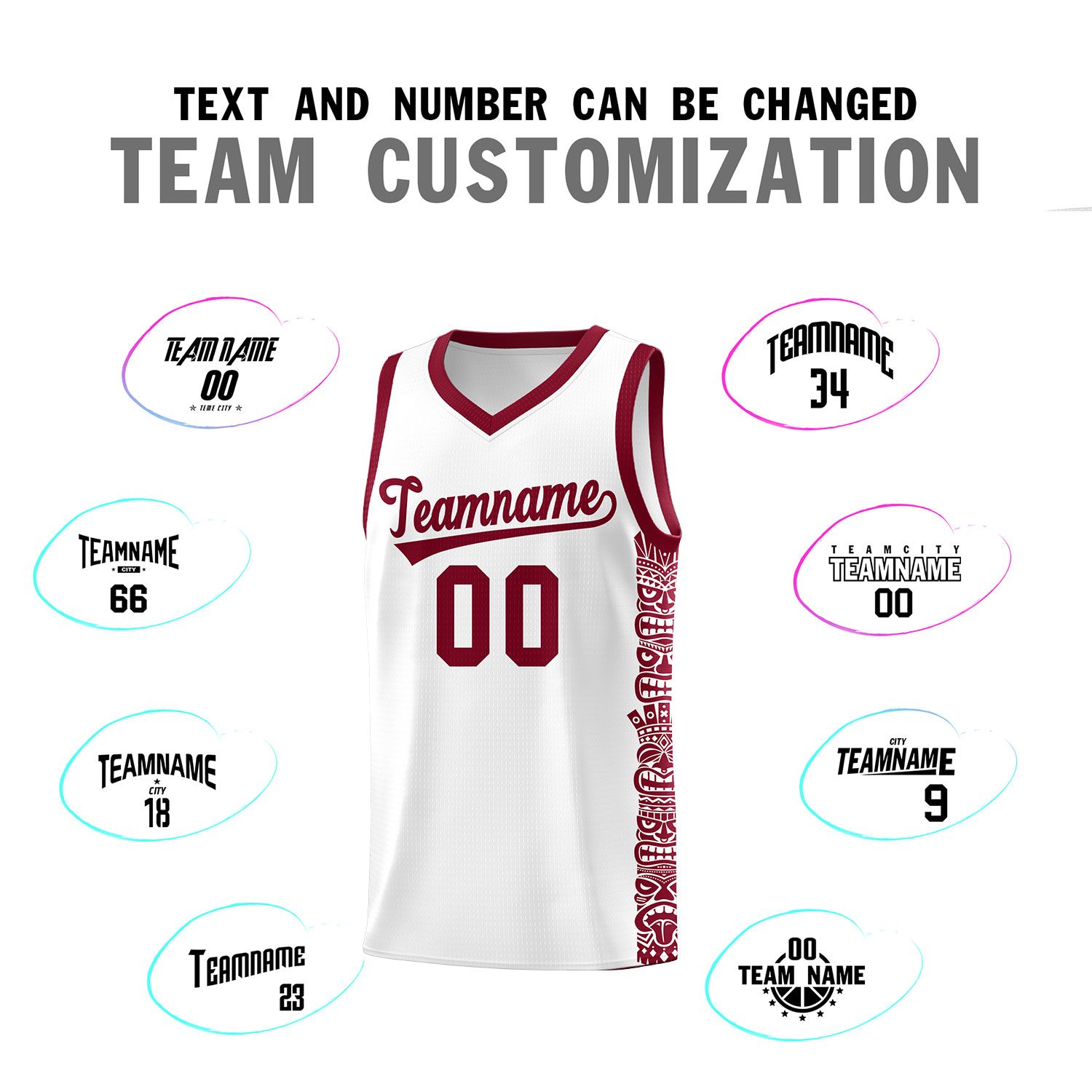 Custom White Crimson Personalized Indians Pattern Sets Sports Uniform Basketball Jersey