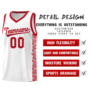 Custom White Red Personalized Indians Pattern Sets Sports Uniform Basketball Jersey