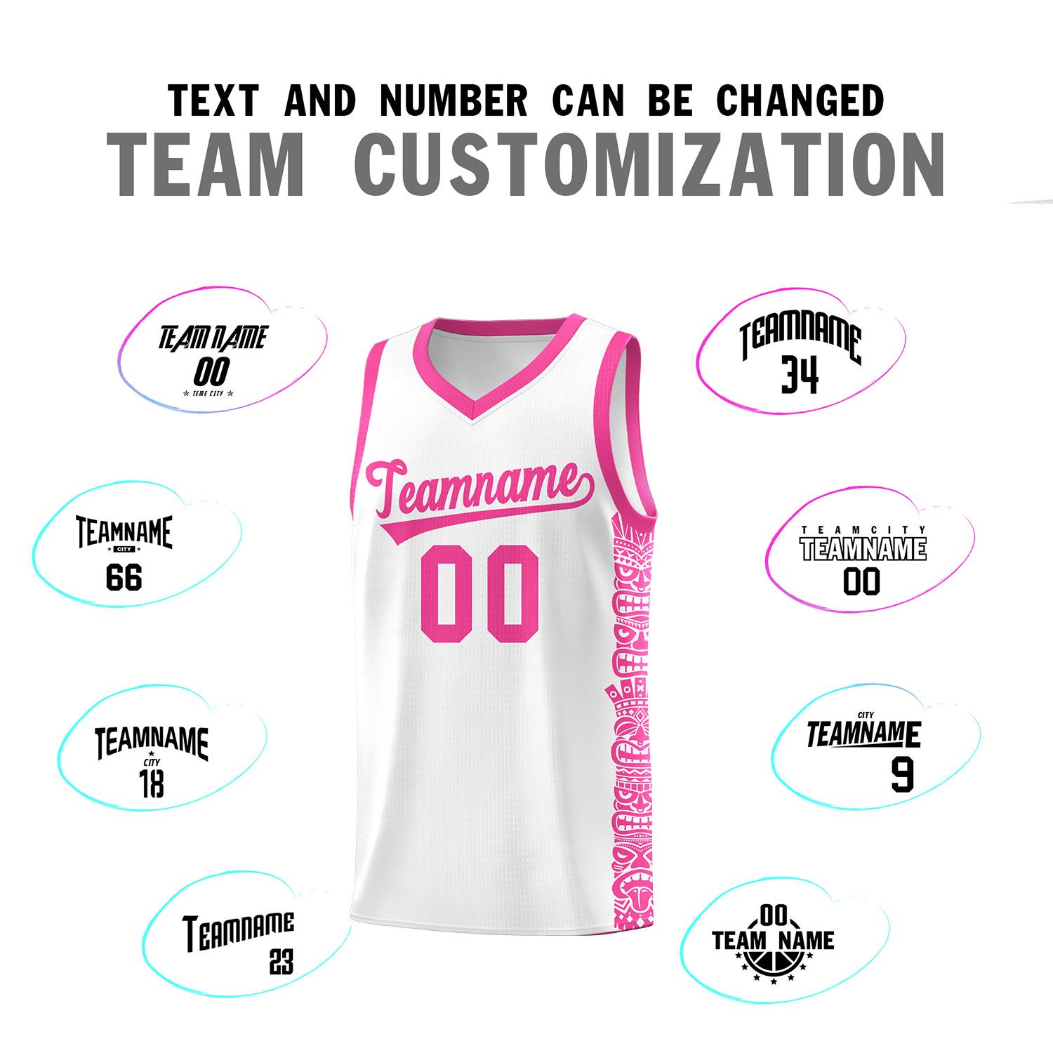 Custom White Pink Personalized Indians Pattern Sets Sports Uniform Basketball Jersey