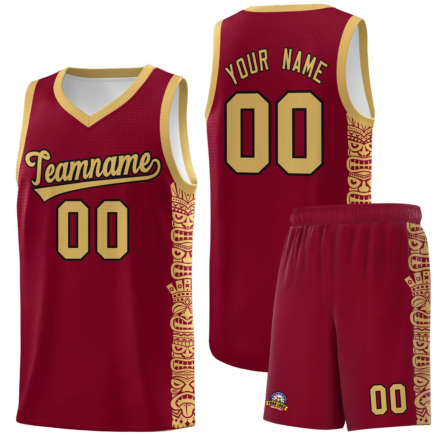 Custom Crimson Old Gold Personalized Indians Pattern Sets Sports Uniform Basketball Jersey