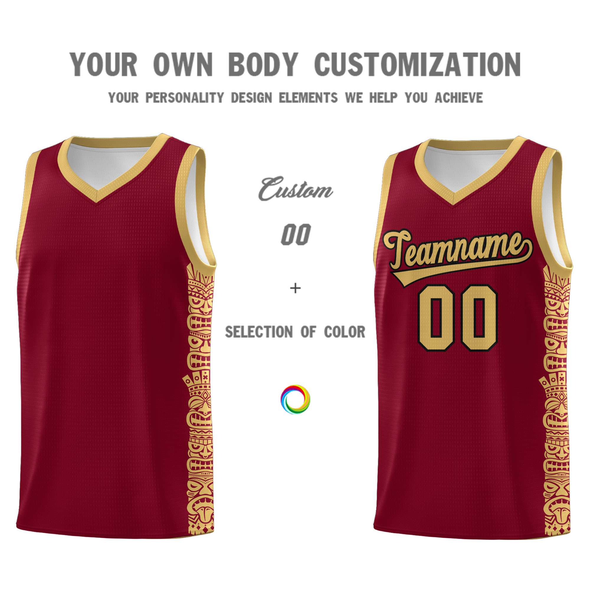 Custom Crimson Old Gold Personalized Indians Pattern Sets Sports Uniform Basketball Jersey