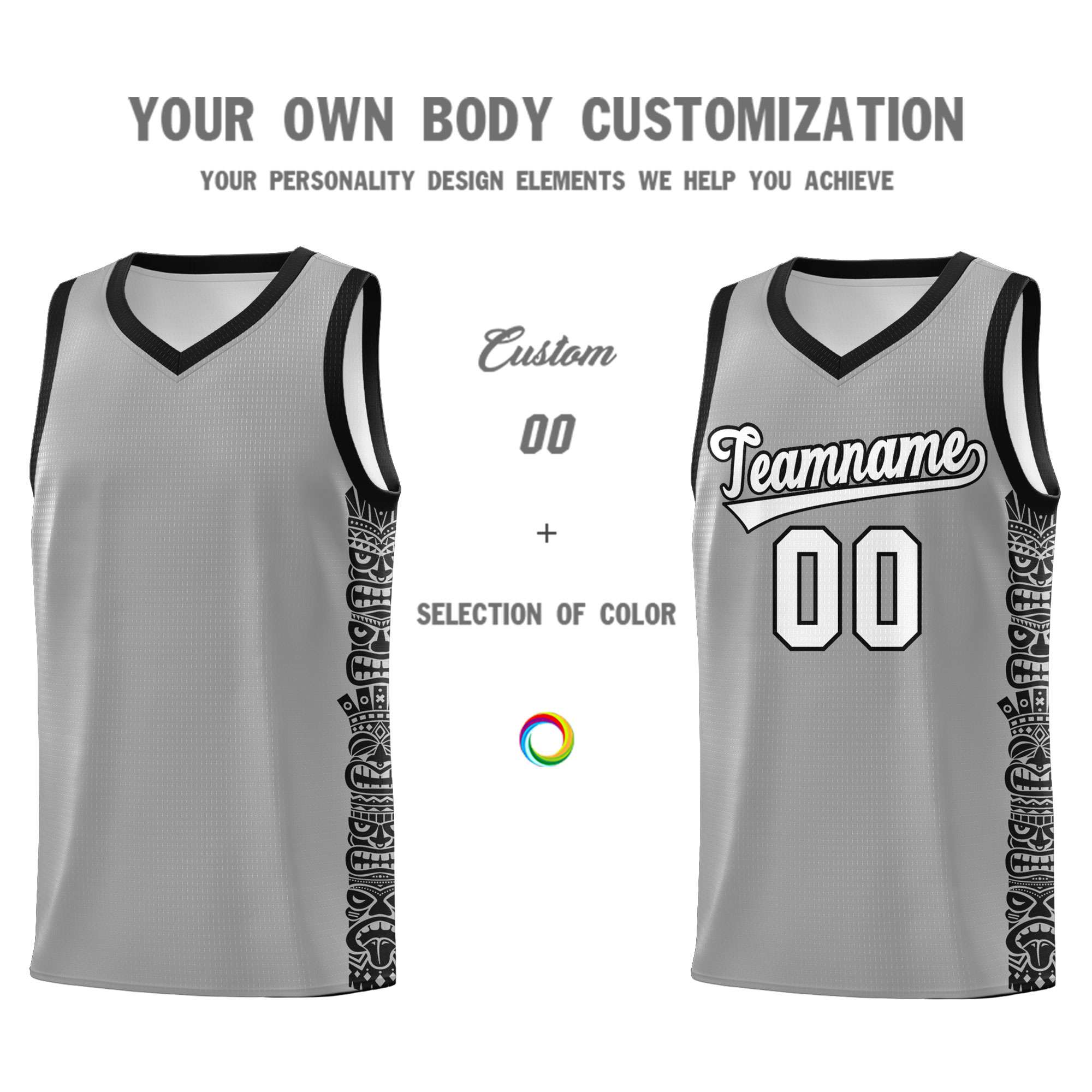 Custom Dark Gray Black Personalized Indians Pattern Sets Sports Uniform Basketball Jersey