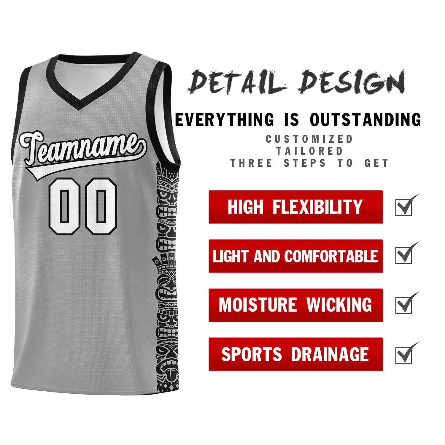 Custom Dark Gray Black Personalized Indians Pattern Sets Sports Uniform Basketball Jersey