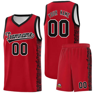 Custom Red Black Personalized Indians Pattern Sets Sports Uniform Basketball Jersey