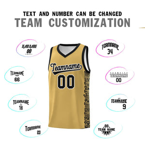 Custom Old Gold Black Personalized Indians Pattern Sets Sports Uniform Basketball Jersey