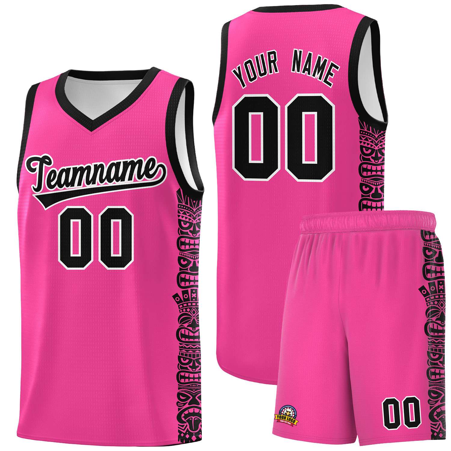 Custom Pink Black Personalized Indians Pattern Sets Sports Uniform Basketball Jersey