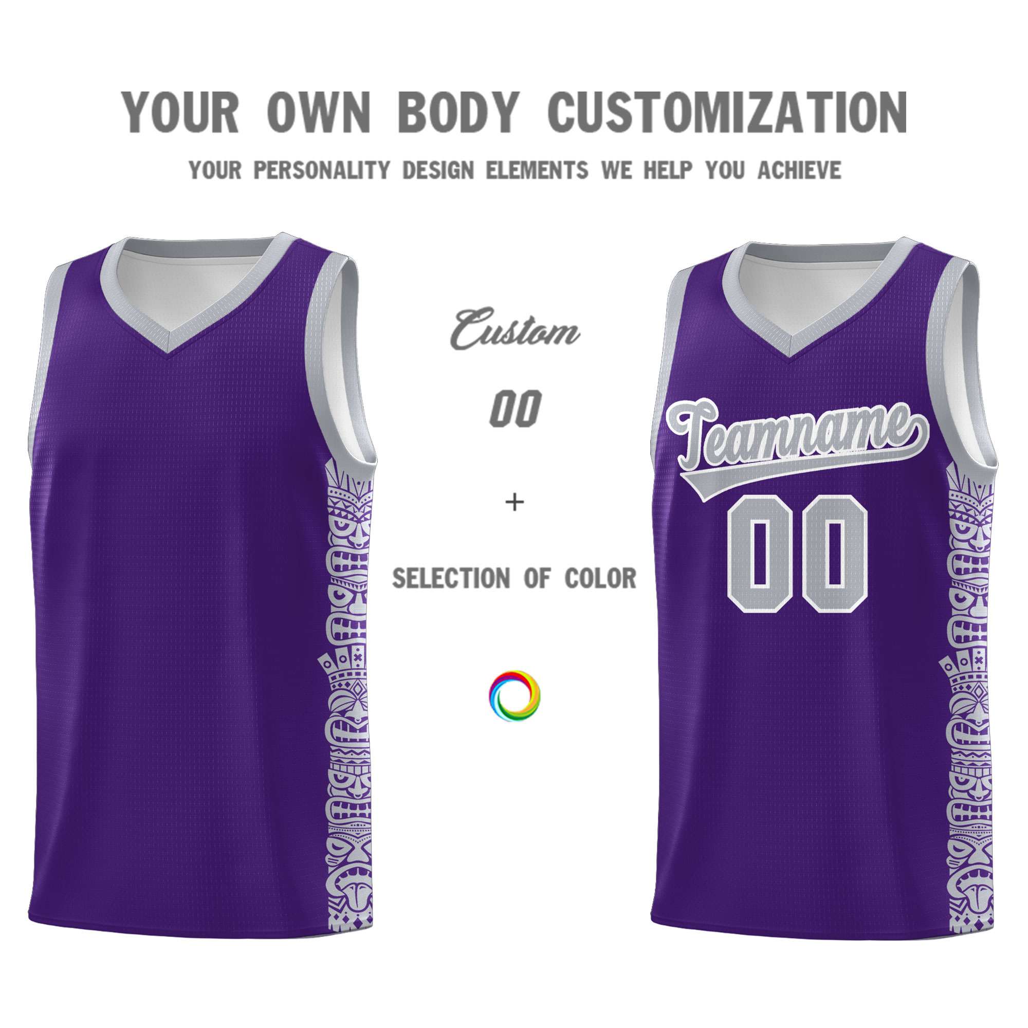 Custom Purple Gray Personalized Indians Pattern Sets Sports Uniform Basketball Jersey