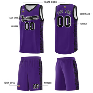 Custom Purple Black Personalized Indians Pattern Sets Sports Uniform Basketball Jersey