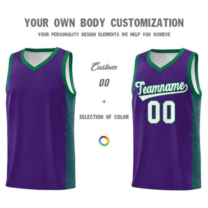 Custom Purple Kelly Green Personalized Indians Pattern Sets Sports Uniform Basketball Jersey