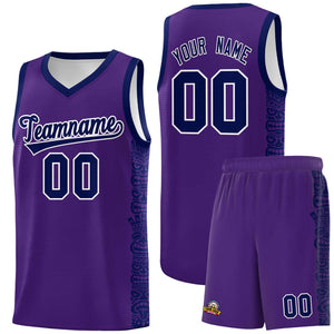 Custom Purple Navy Personalized Indians Pattern Sets Sports Uniform Basketball Jersey