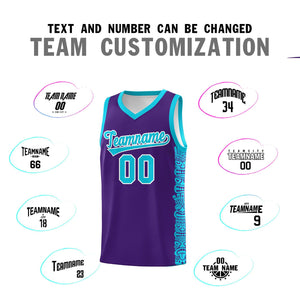 Custom Purple Sky Blue Personalized Indians Pattern Sets Sports Uniform Basketball Jersey