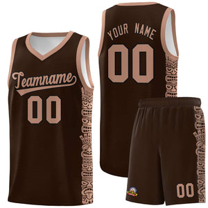 Custom Brown Teabrown Personalized Indians Pattern Sets Sports Uniform Basketball Jersey