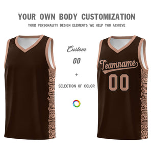 Custom Brown Teabrown Personalized Indians Pattern Sets Sports Uniform Basketball Jersey