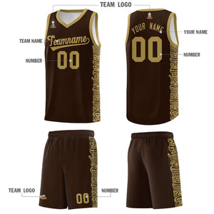 Custom Brown Desert Yellow Personalized Indians Pattern Sets Sports Uniform Basketball Jersey