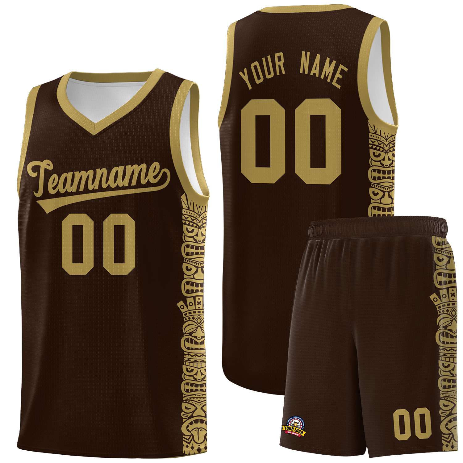 Custom Brown Desert Yellow Personalized Indians Pattern Sets Sports Uniform Basketball Jersey