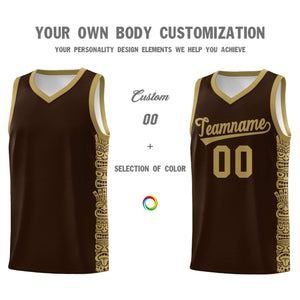 Custom Brown Desert Yellow Personalized Indians Pattern Sets Sports Uniform Basketball Jersey