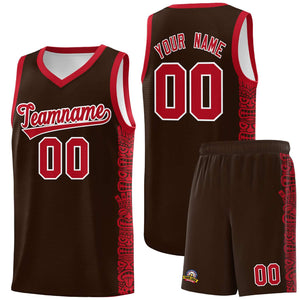 Custom Brown Red Personalized Indians Pattern Sets Sports Uniform Basketball Jersey