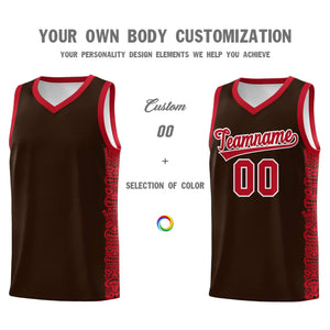 Custom Brown Red Personalized Indians Pattern Sets Sports Uniform Basketball Jersey