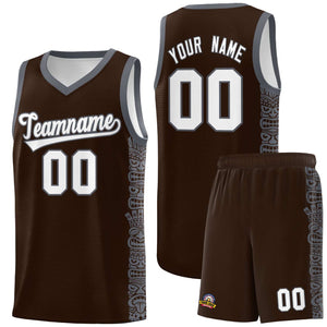 Custom Brown Dark Gray Personalized Indians Pattern Sets Sports Uniform Basketball Jersey