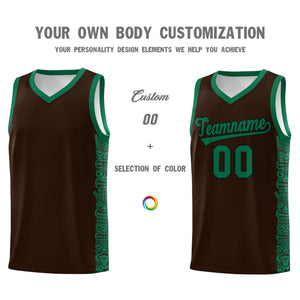 Custom Brown Kelly Green Personalized Indians Pattern Sets Sports Uniform Basketball Jersey