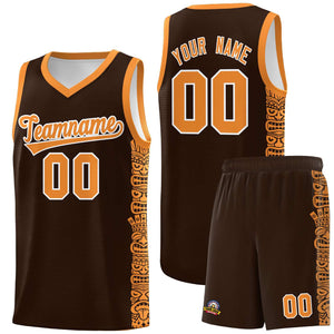 Custom Brown Orange Personalized Indians Pattern Sets Sports Uniform Basketball Jersey