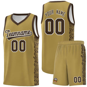 Custom Desert Yellow Brown Personalized Indians Pattern Sets Sports Uniform Basketball Jersey