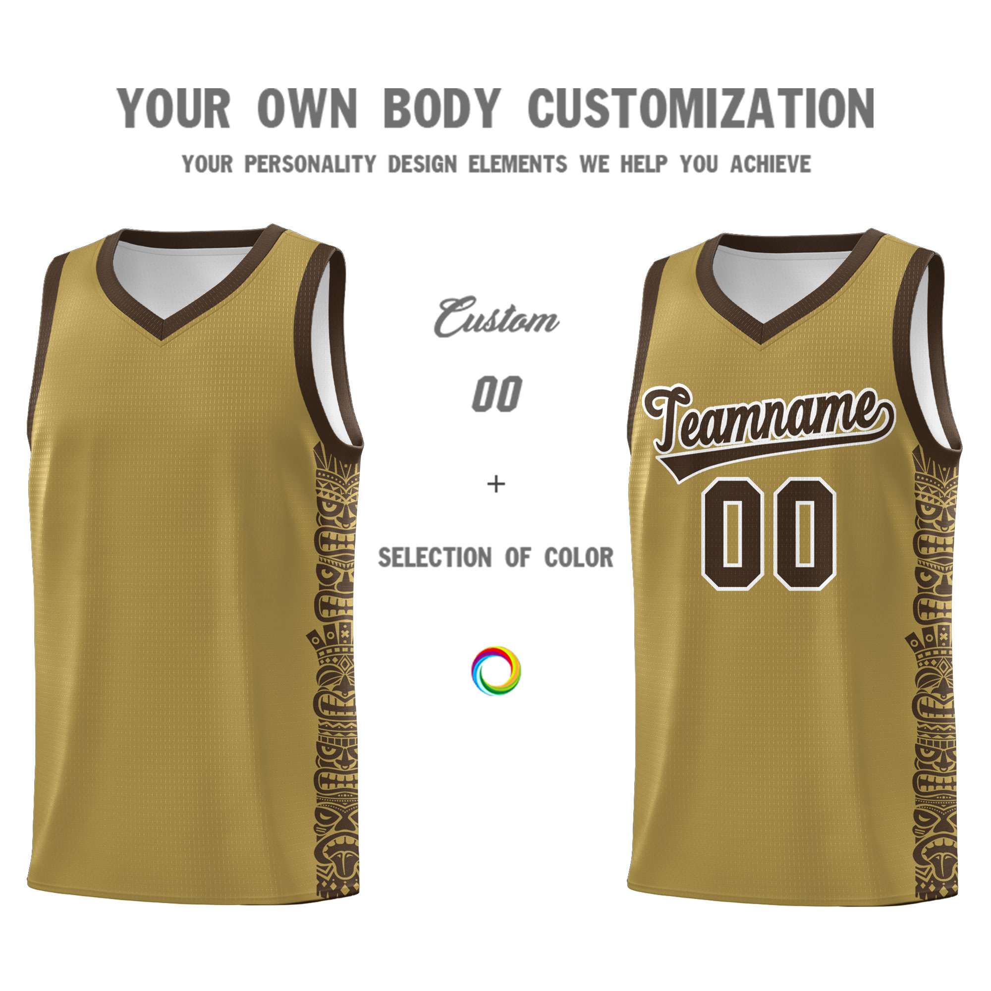 Custom Desert Yellow Brown Personalized Indians Pattern Sets Sports Uniform Basketball Jersey