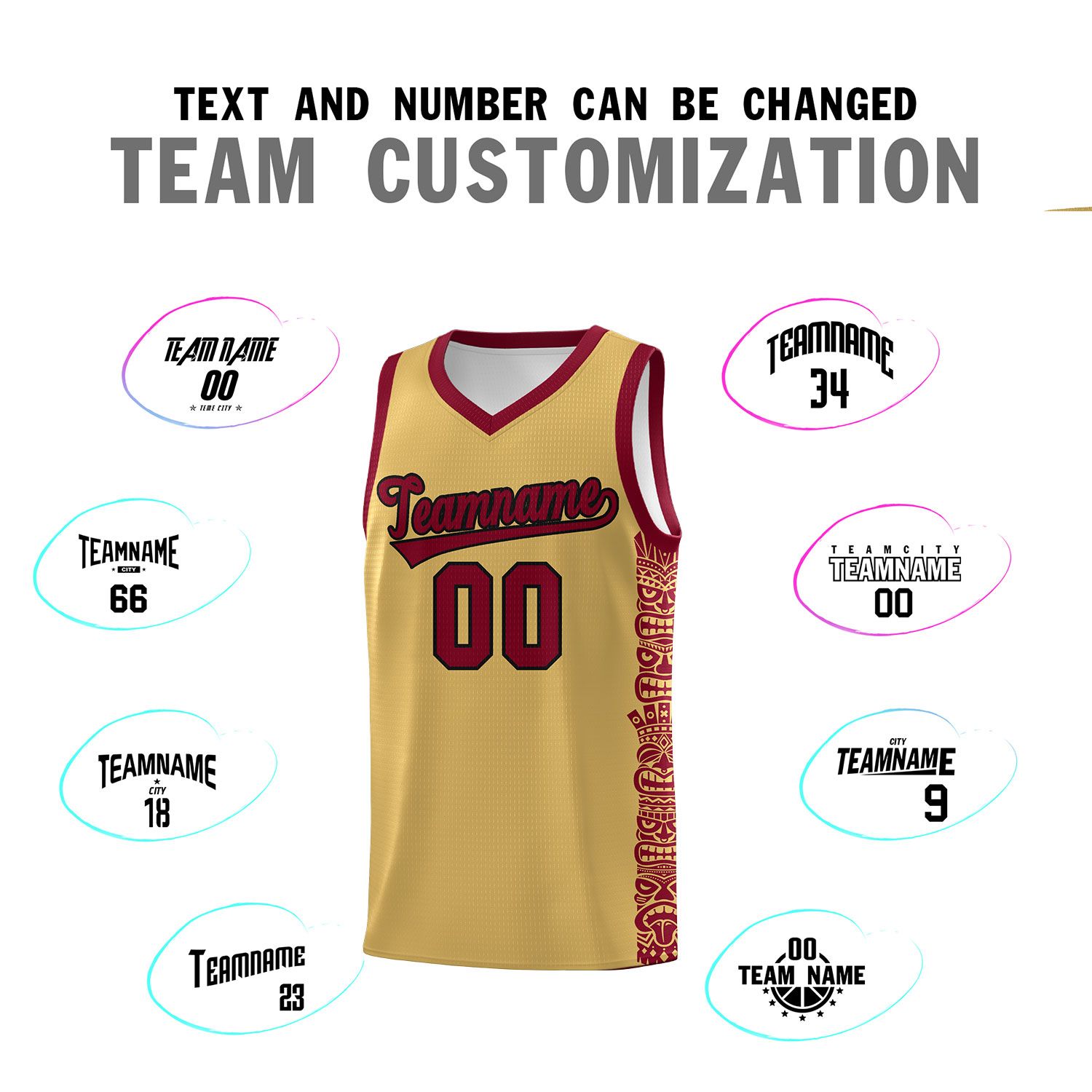 Custom Khaki Crimson Personalized Indians Pattern Sets Sports Uniform Basketball Jersey