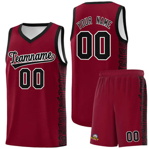 Custom Crimson Black Personalized Indians Pattern Sets Sports Uniform Basketball Jersey