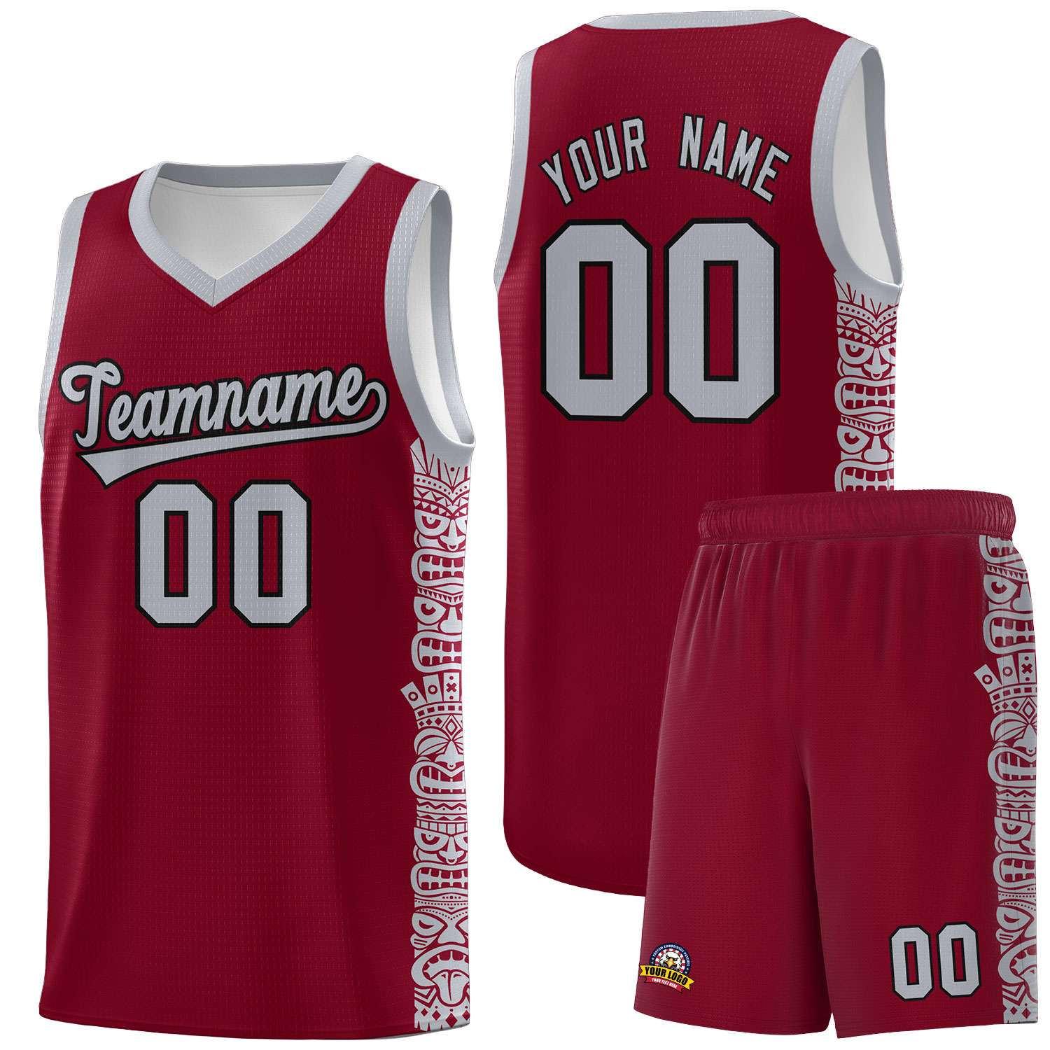 Custom Crimson Gray Personalized Indians Pattern Sets Sports Uniform Basketball Jersey