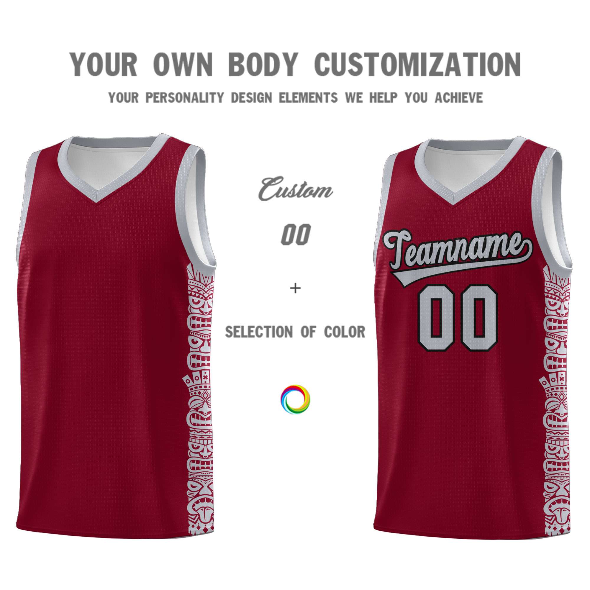 Custom Crimson Gray Personalized Indians Pattern Sets Sports Uniform Basketball Jersey