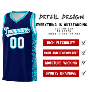 Custom Navy Sky Blue Personalized Indians Pattern Sets Sports Uniform Basketball Jersey