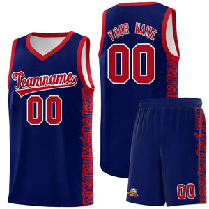 Custom Navy Red Personalized Indians Pattern Sets Sports Uniform Basketball Jersey