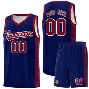 Custom Navy Crimson Personalized Indians Pattern Sets Sports Uniform Basketball Jersey