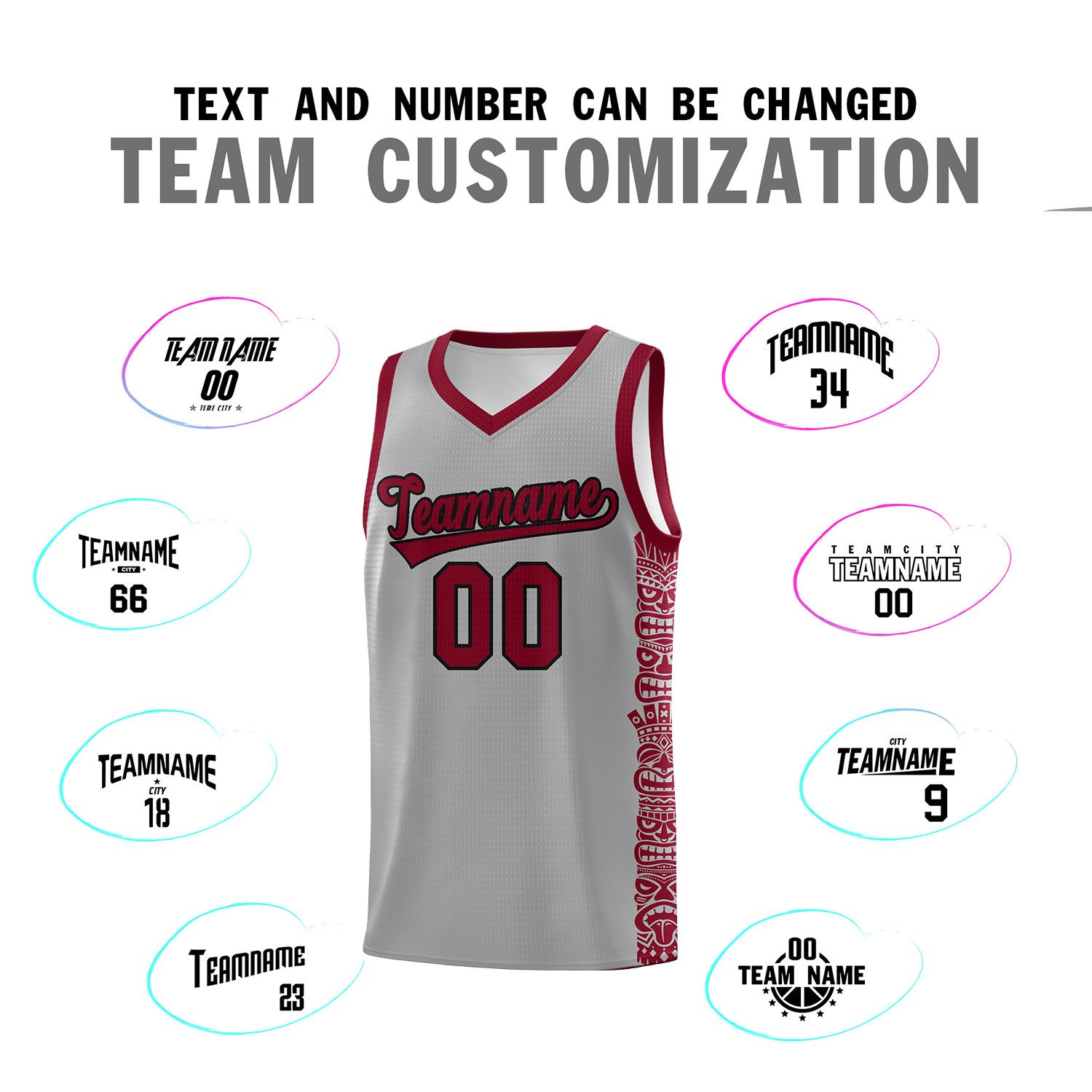 Custom Gray Crimson Personalized Indians Pattern Sets Sports Uniform Basketball Jersey