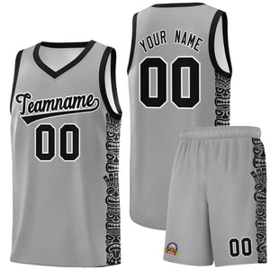 Custom Gray Black Personalized Indians Pattern Sets Sports Uniform Basketball Jersey