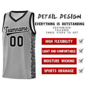 Custom Gray Black Personalized Indians Pattern Sets Sports Uniform Basketball Jersey