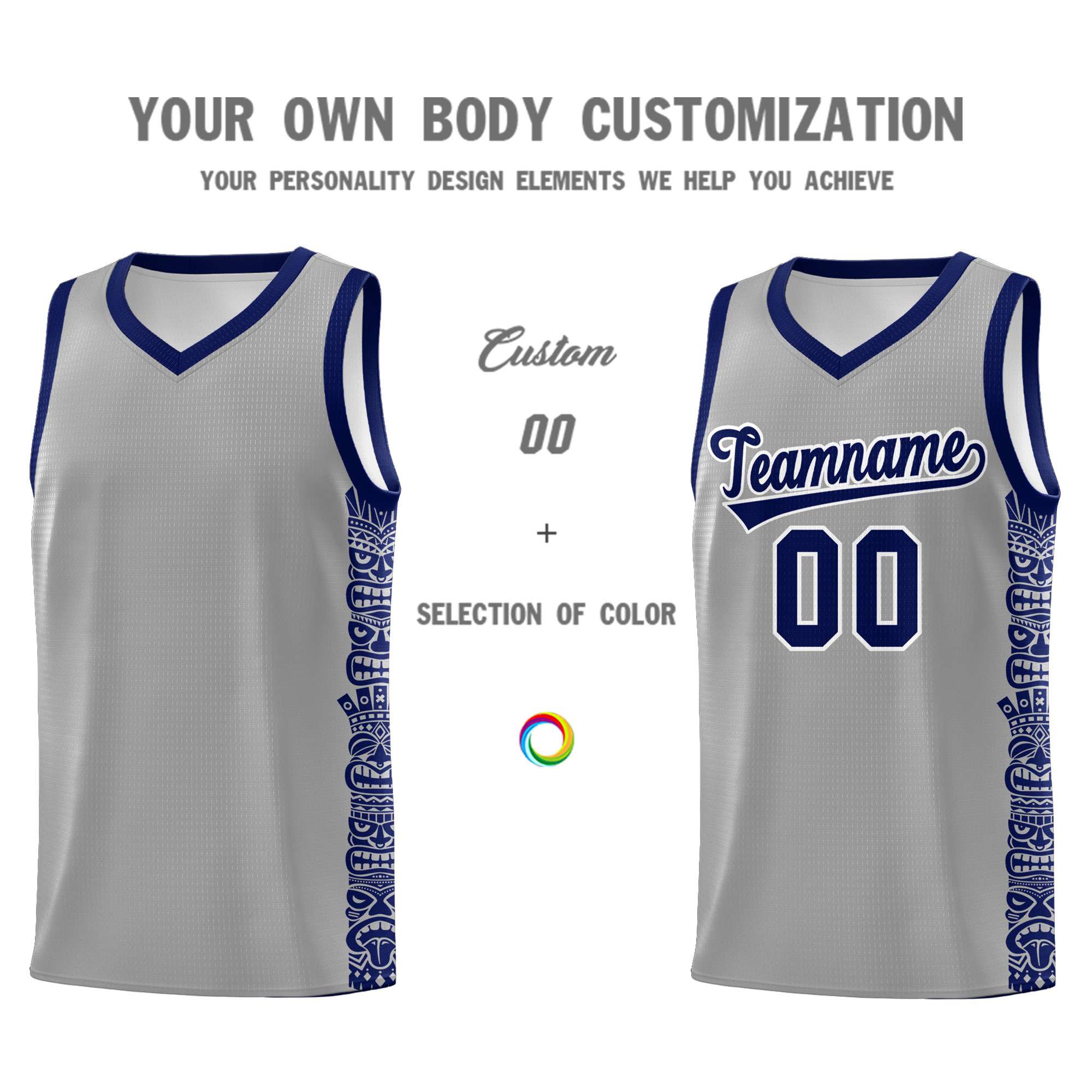 Custom Gray Royal Personalized Indians Pattern Sets Sports Uniform Basketball Jersey