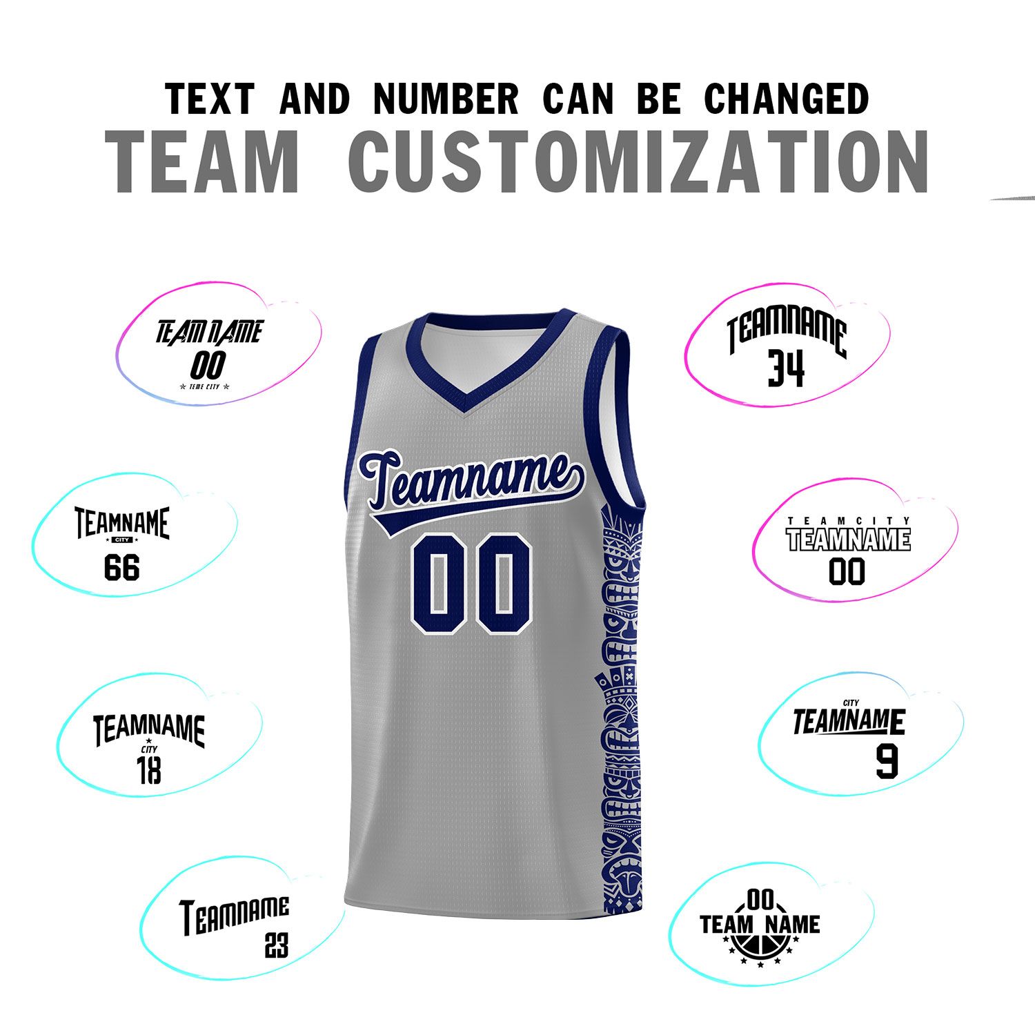 Custom Gray Royal Personalized Indians Pattern Sets Sports Uniform Basketball Jersey