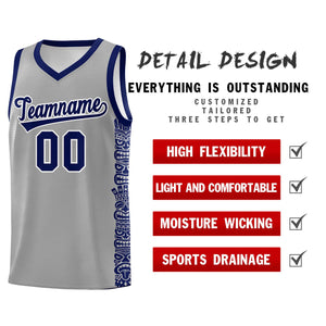 Custom Gray Royal Personalized Indians Pattern Sets Sports Uniform Basketball Jersey