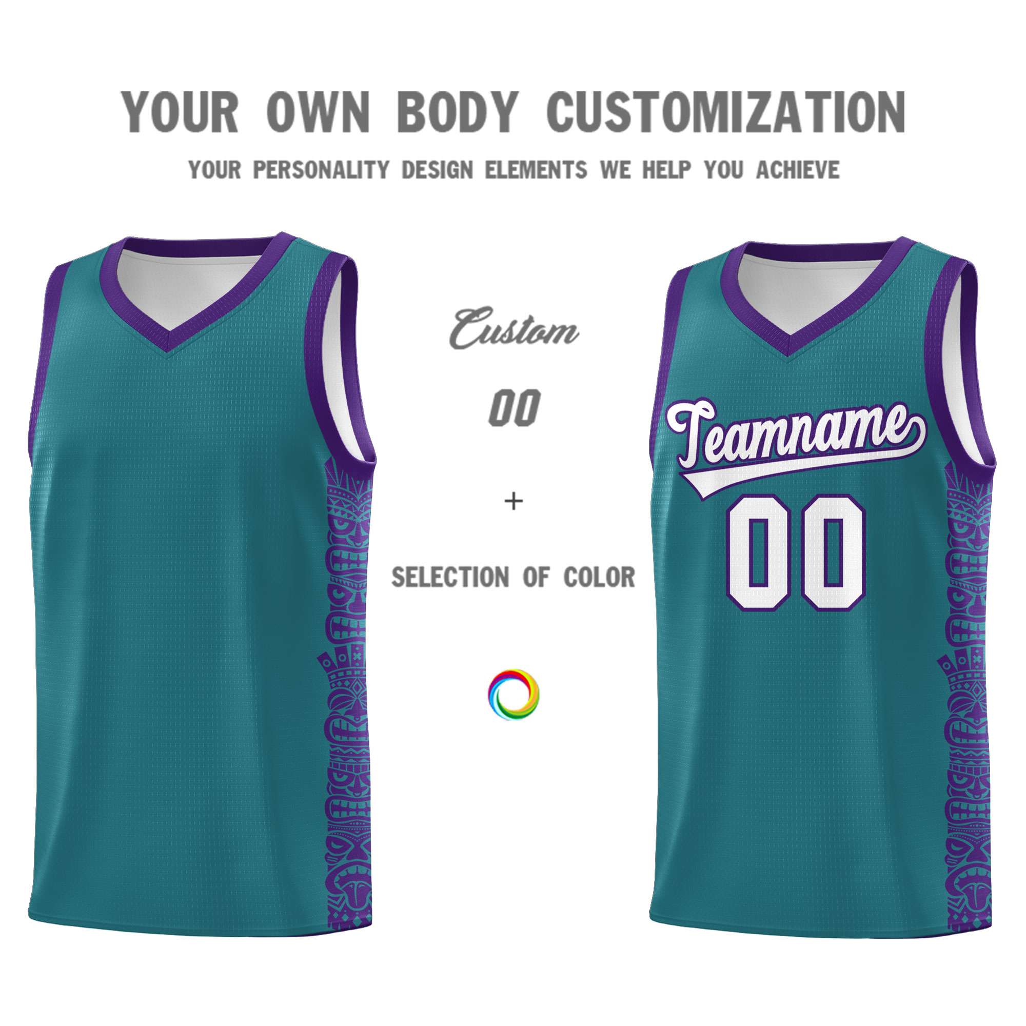 Custom Aqua Purple Personalized Indians Pattern Sets Sports Uniform Basketball Jersey