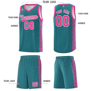 Custom Aqua Pink Personalized Indians Pattern Sets Sports Uniform Basketball Jersey