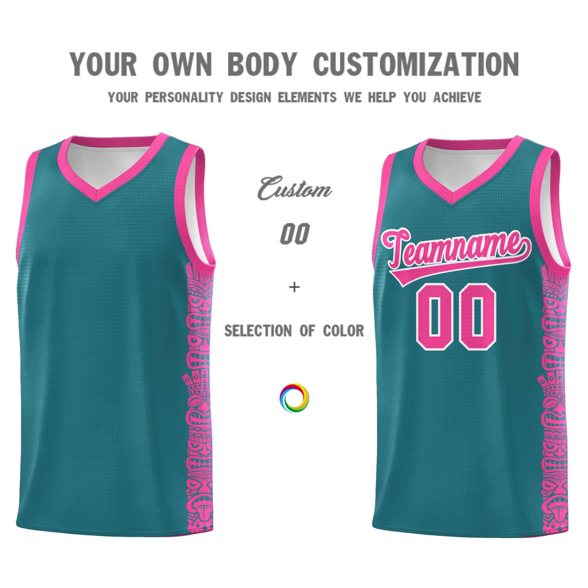 Custom Aqua Pink Personalized Indians Pattern Sets Sports Uniform Basketball Jersey