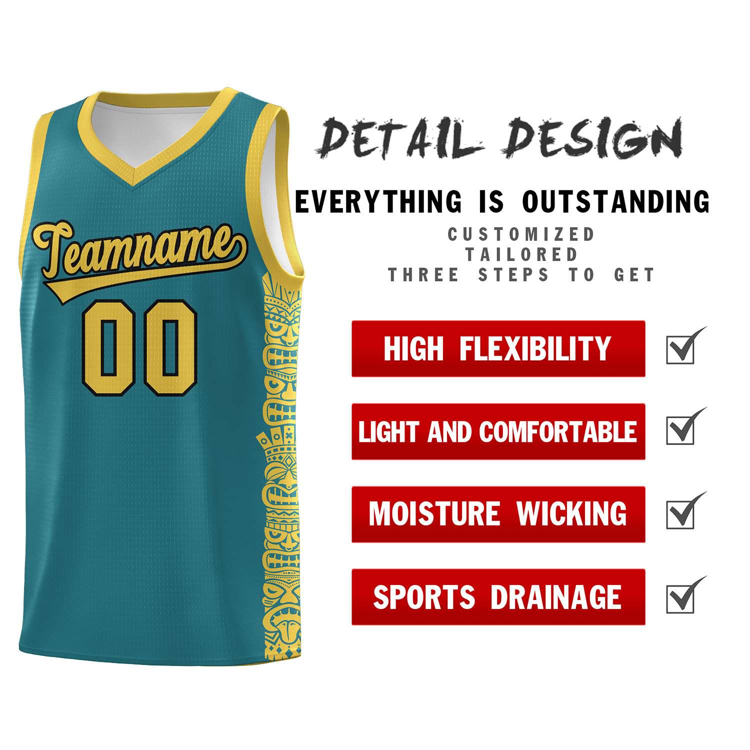 Custom Aqua Yellow Personalized Indians Pattern Sets Sports Uniform Basketball Jersey